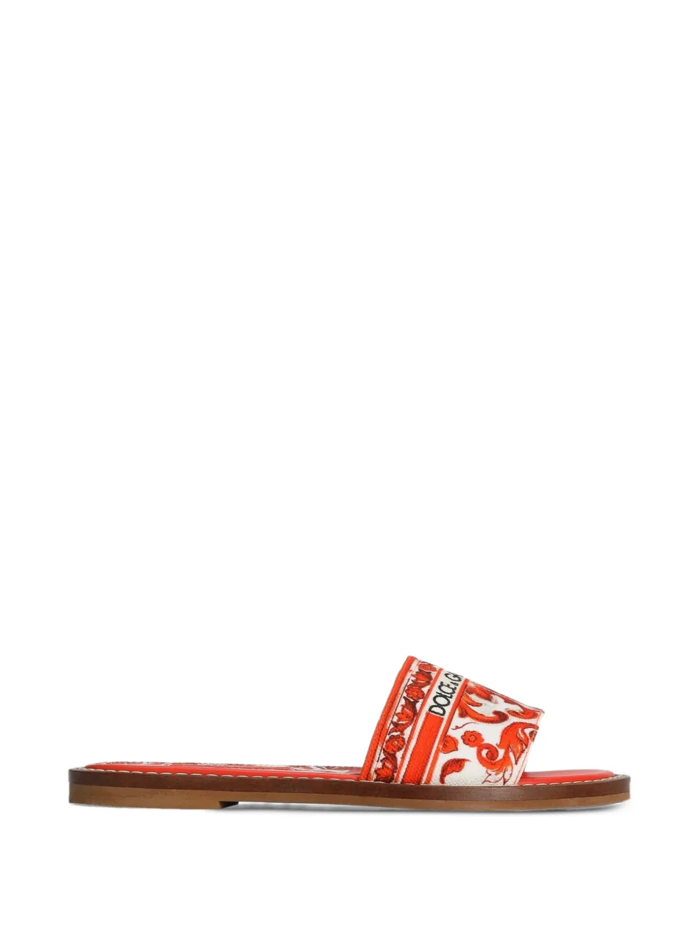 Dolce & Gabbana Kids Canvas platte slippers met Majolica-print Rood