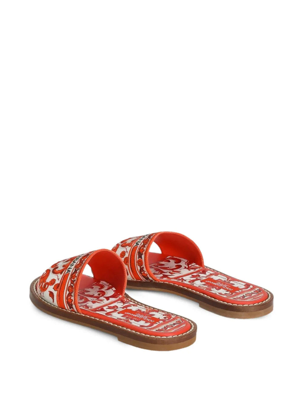Dolce & Gabbana Kids Canvas platte slippers met Majolica-print Rood