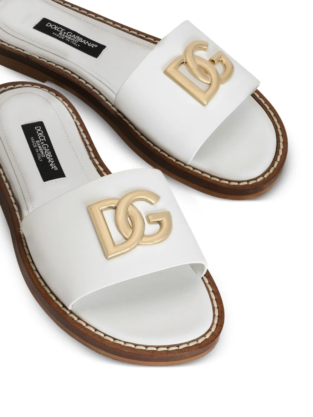 Dolce & Gabbana Kids Slippers met logo Wit
