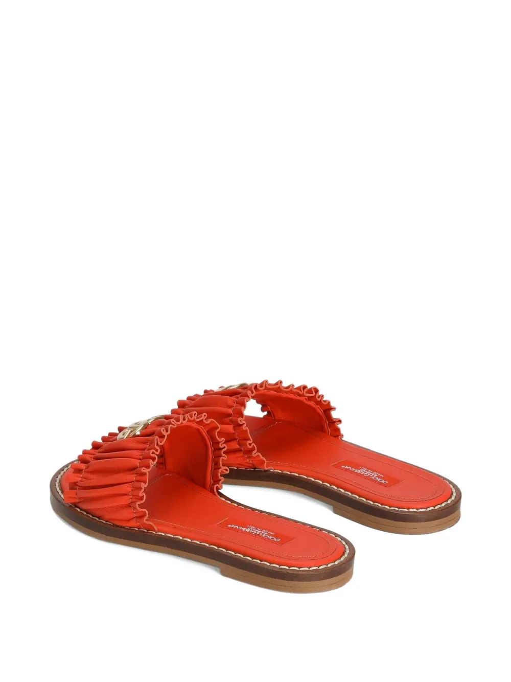 Dolce & Gabbana Kids Platte nappa leren slippers Oranje