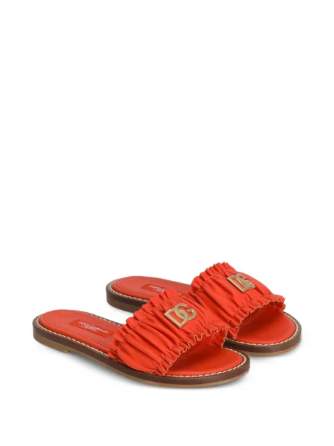 Dolce & Gabbana Kids slippers con piel de napa