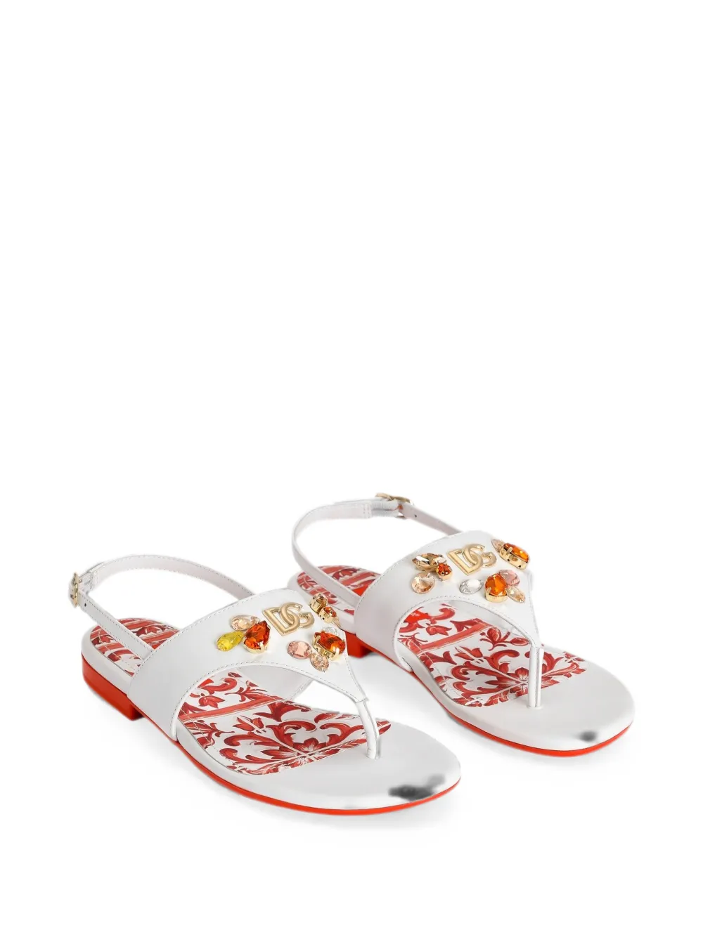 Dolce & Gabbana Kids crystal-embellished sandals Wit