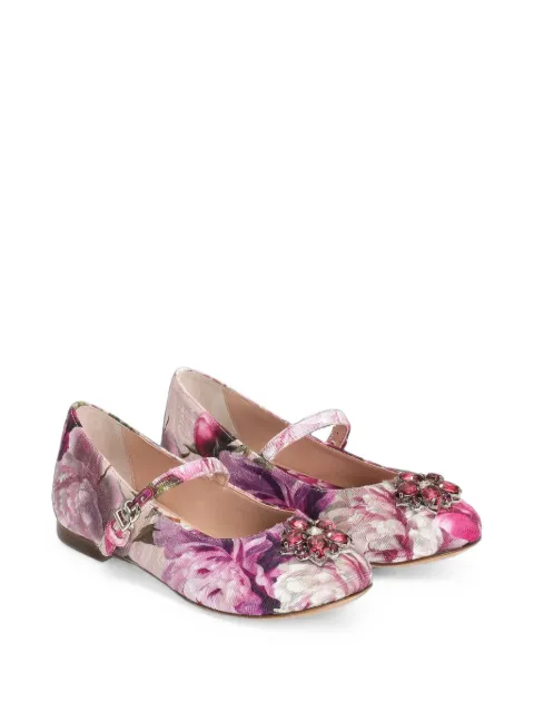Dolce & Gabbana Kids brocade ballet flats with brooch