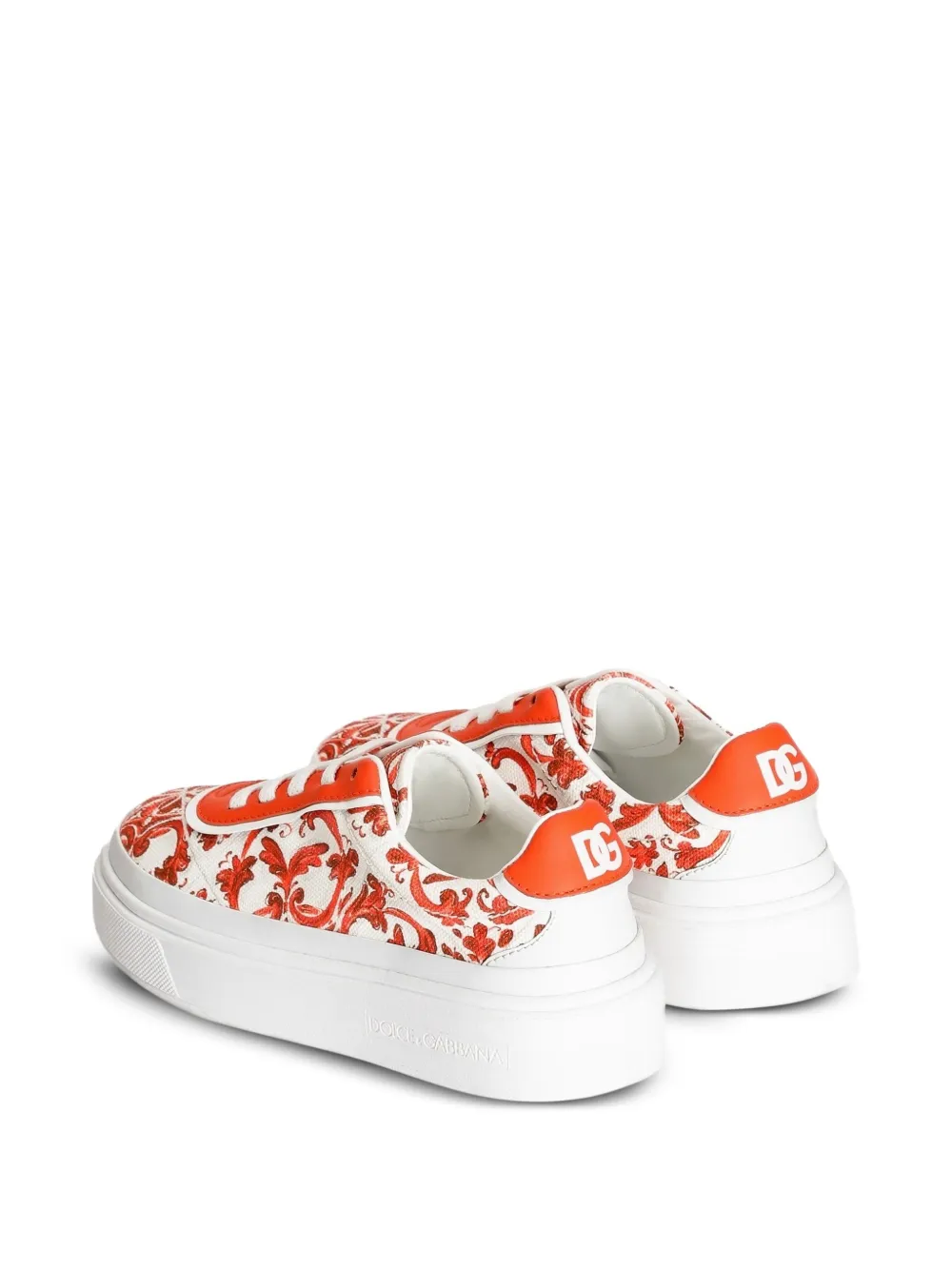 Dolce & Gabbana Kids Girlie Up canvas sneakers met Majolica-print Oranje