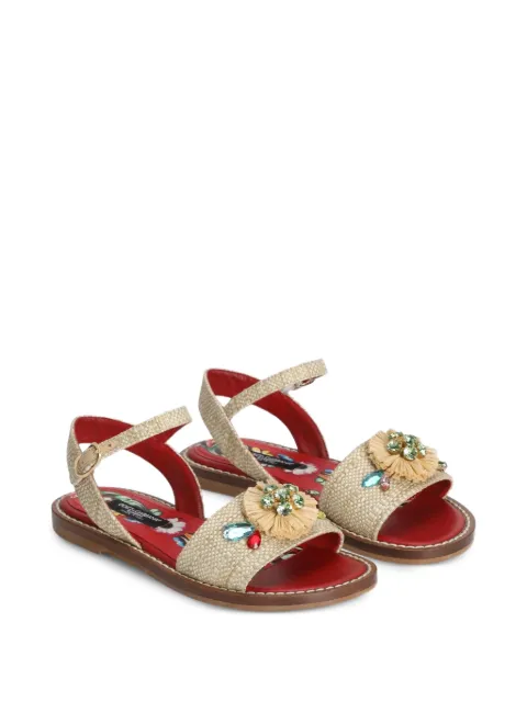 Dolce & Gabbana Kids raffia sandals with embroidery