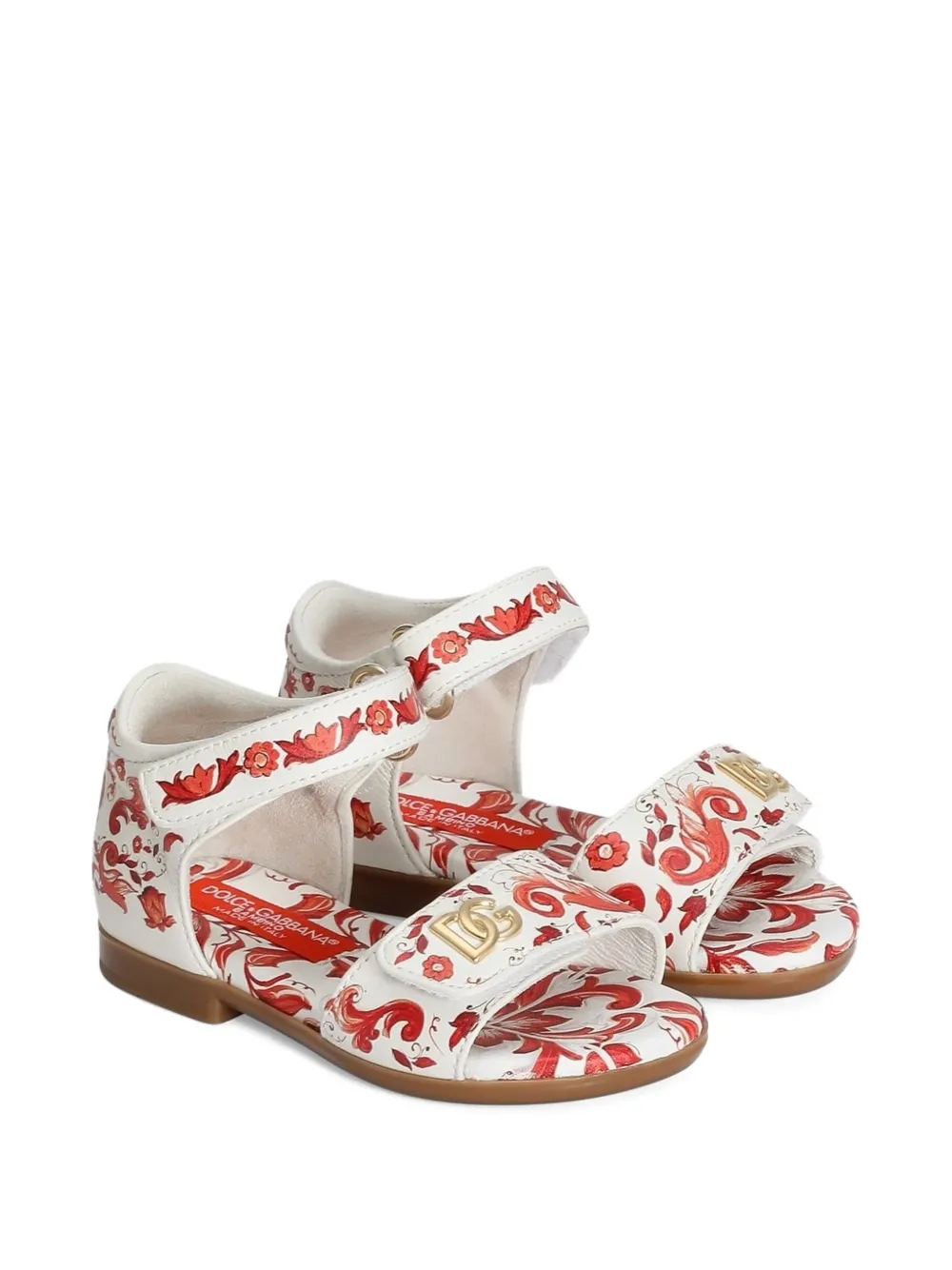 Dolce & Gabbana Kids Sandali con stampa maioliche - Bianco
