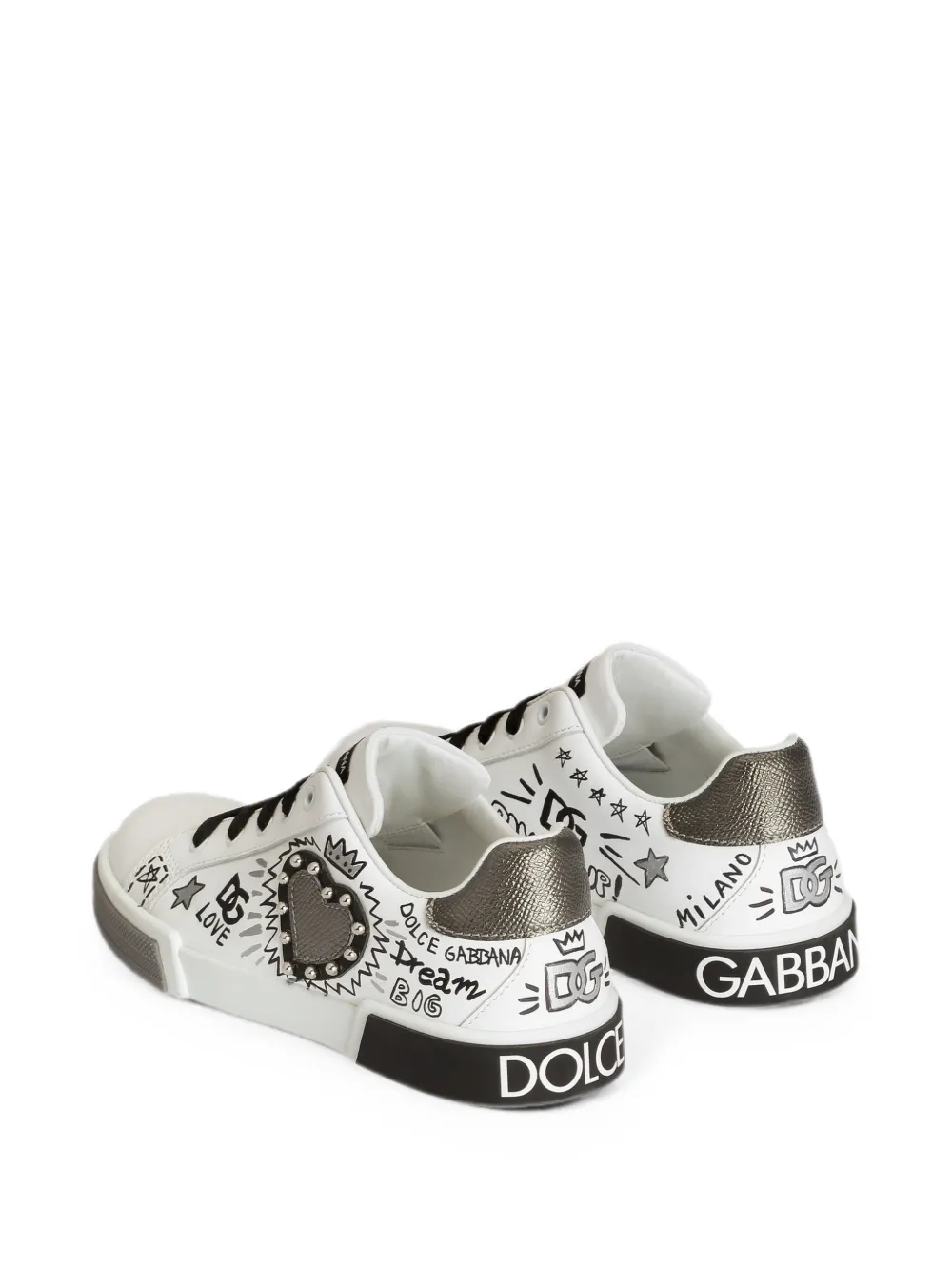 Dolce & Gabbana Kids Portofino light sneaker in nappa calfskin Wit