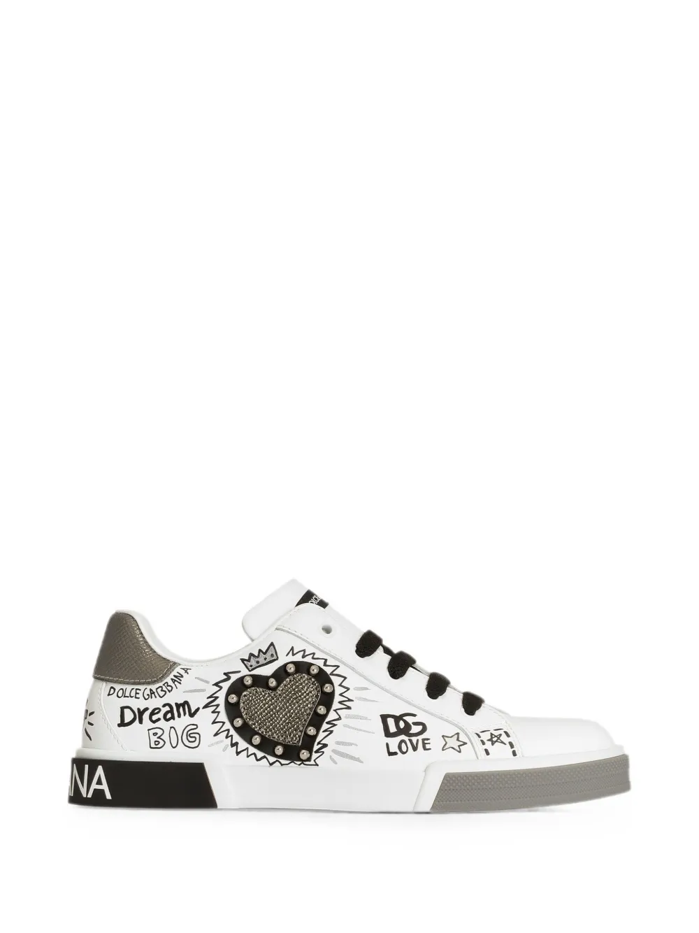 Dolce & Gabbana Kids Portofino light sneaker in nappa calfskin Wit