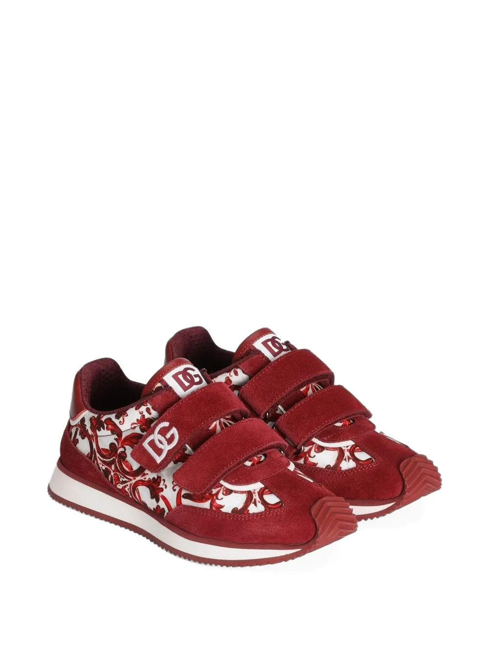 Dolce & Gabbana Kids Sneakers in nylon con stampa maiolica - Rosso