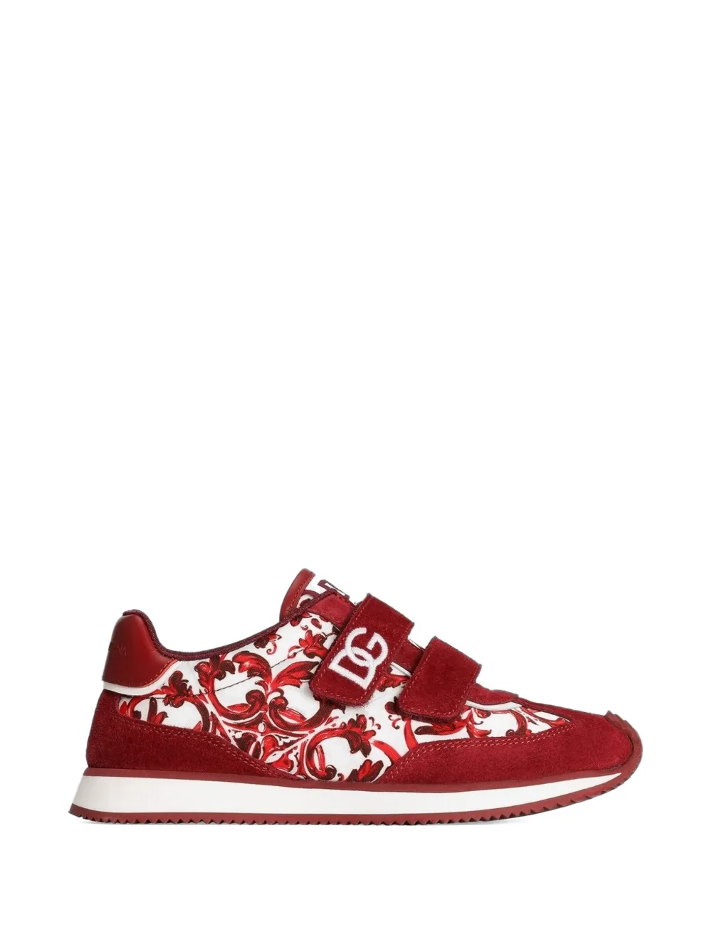Dolce & Gabbana Kids Cushion nylon sneakers met Majolica-print Rood