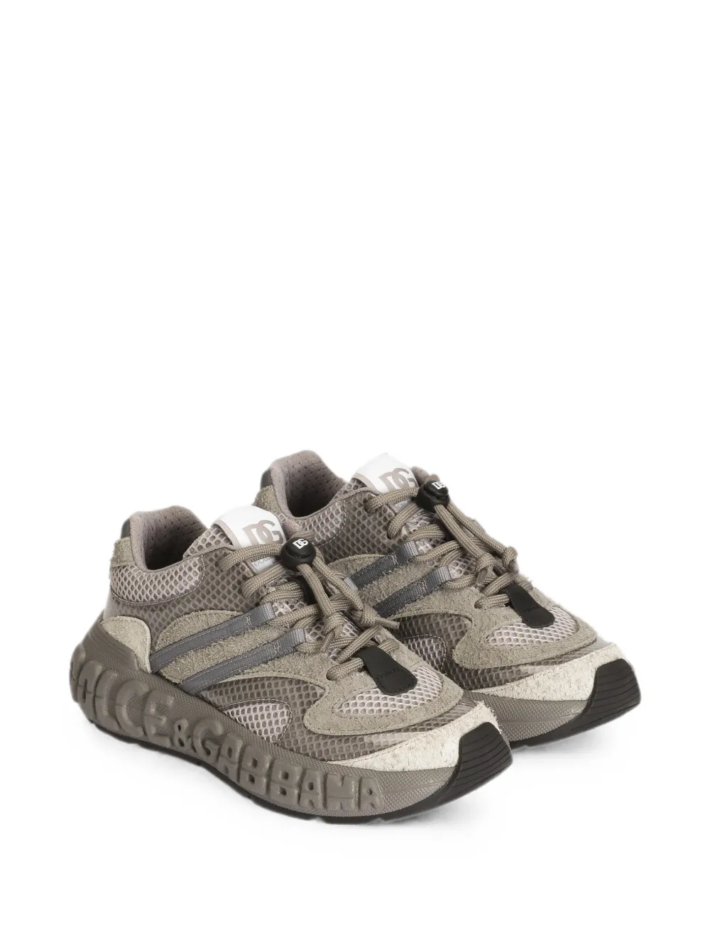 Dolce & Gabbana Kids DG Bounce 12 sneakers in split calfskin Grijs