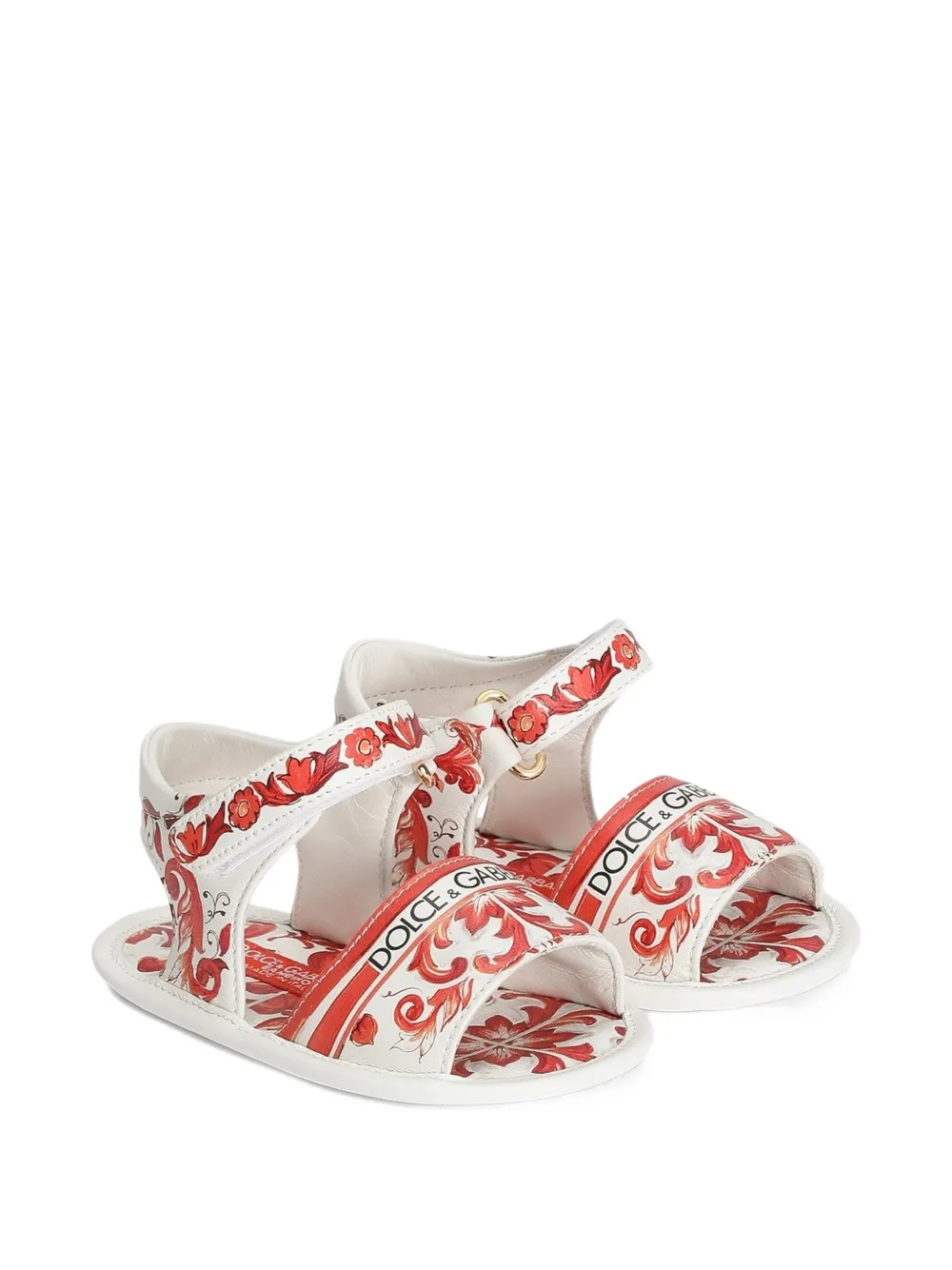 Dolce & Gabbana Kids Lammy sandalen met Majolica-print Wit