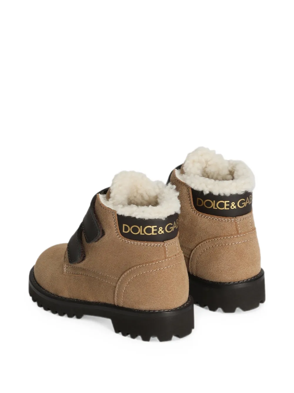 Dolce & Gabbana Kids velour-fabric boots Beige