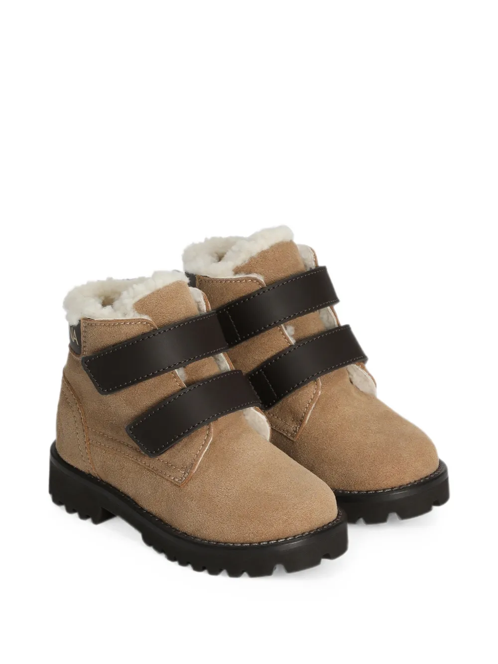 Dolce & Gabbana Kids velour-fabric boots Beige