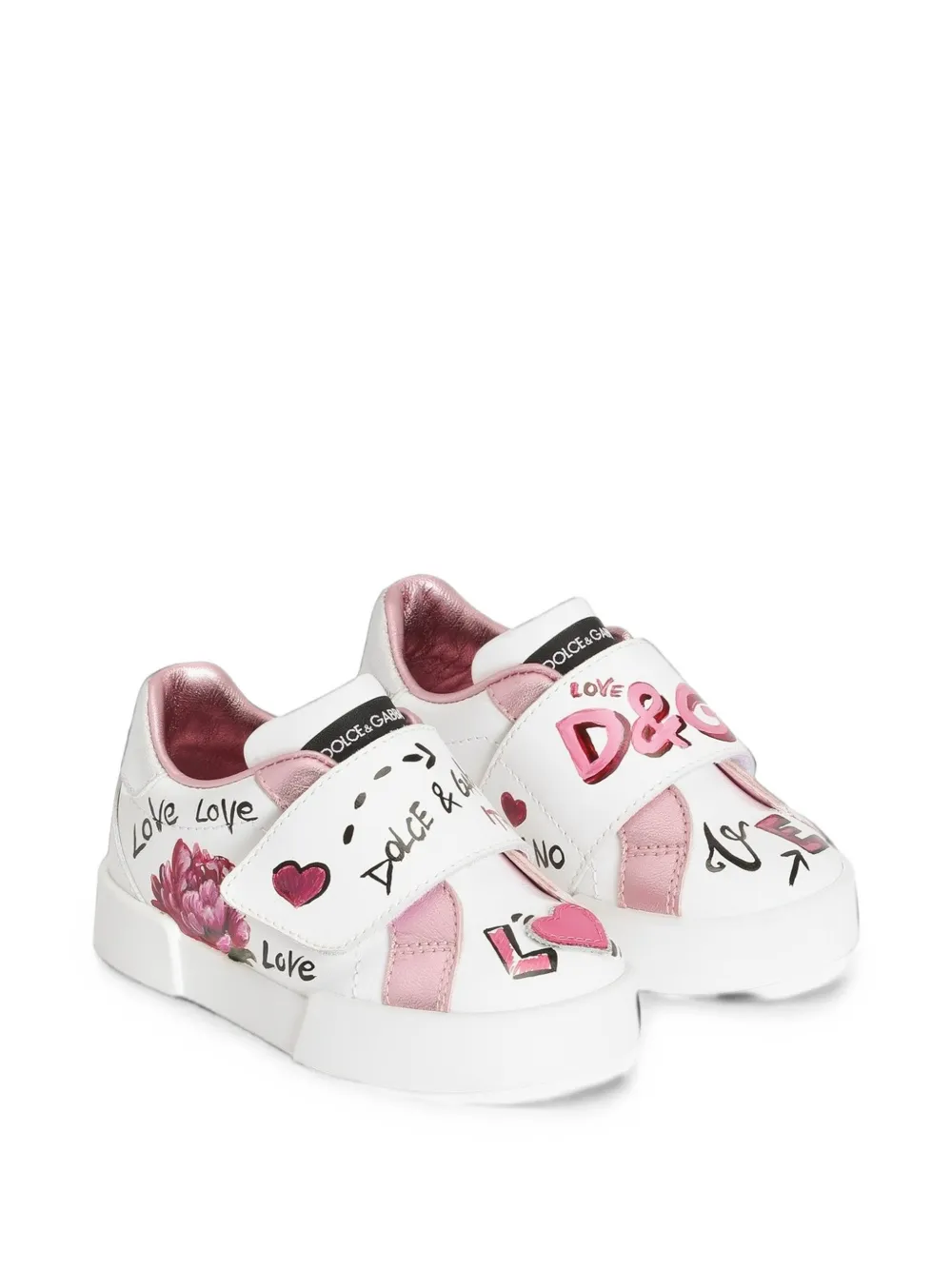 Dolce & Gabbana Kids Portofino Light calfskin sneakers - Bianco