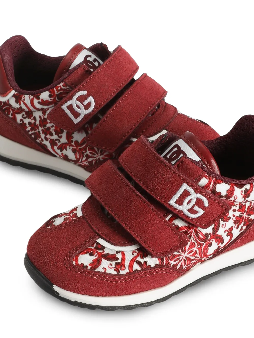 Dolce & Gabbana Kids Cushion nylon sneakers met Majolica-print Rood