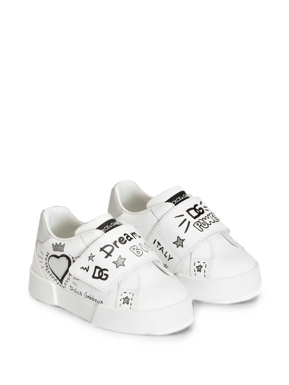 Dolce & Gabbana Kids Portofino light sneakers in calfskin Wit