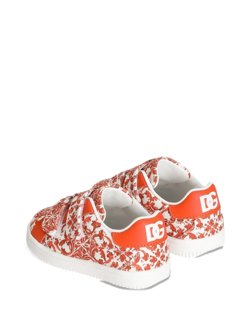 Dolce & Gabbana Kids Original canvas sneakers met Majolica-print Oranje
