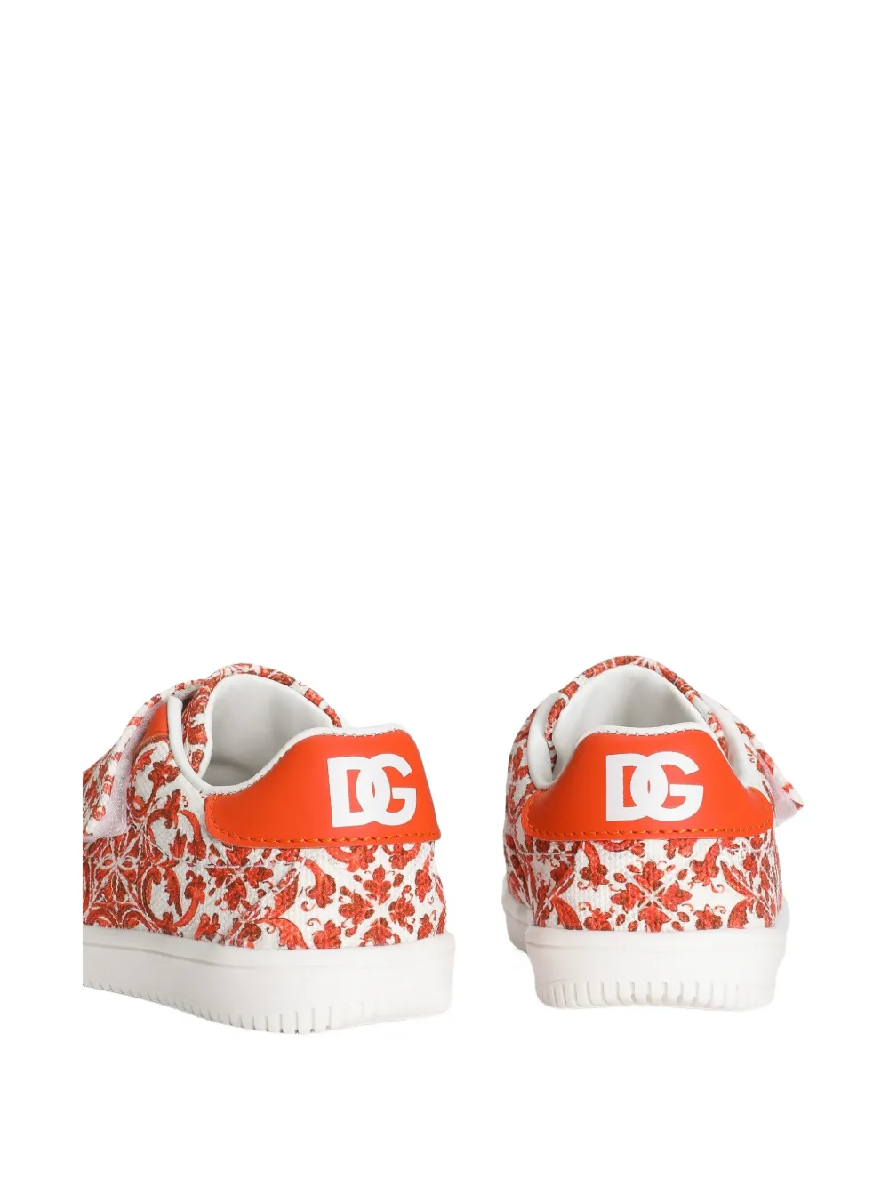 Dolce & Gabbana Kids Original canvas sneakers met Majolica-print Oranje
