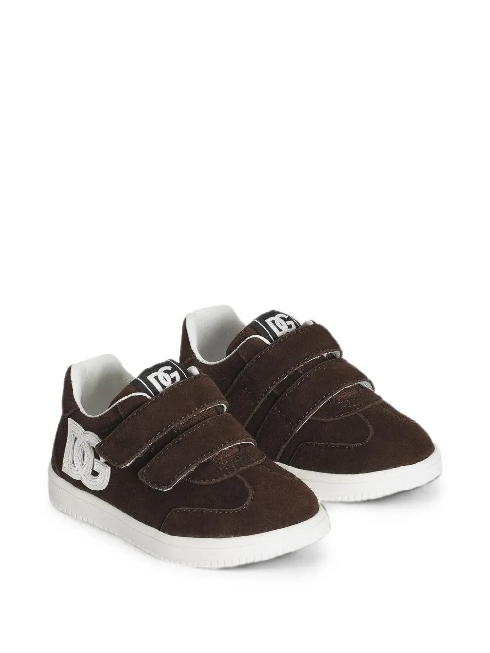 Dolce & Gabbana Kids DG Original velour fabric sneakers Bruin