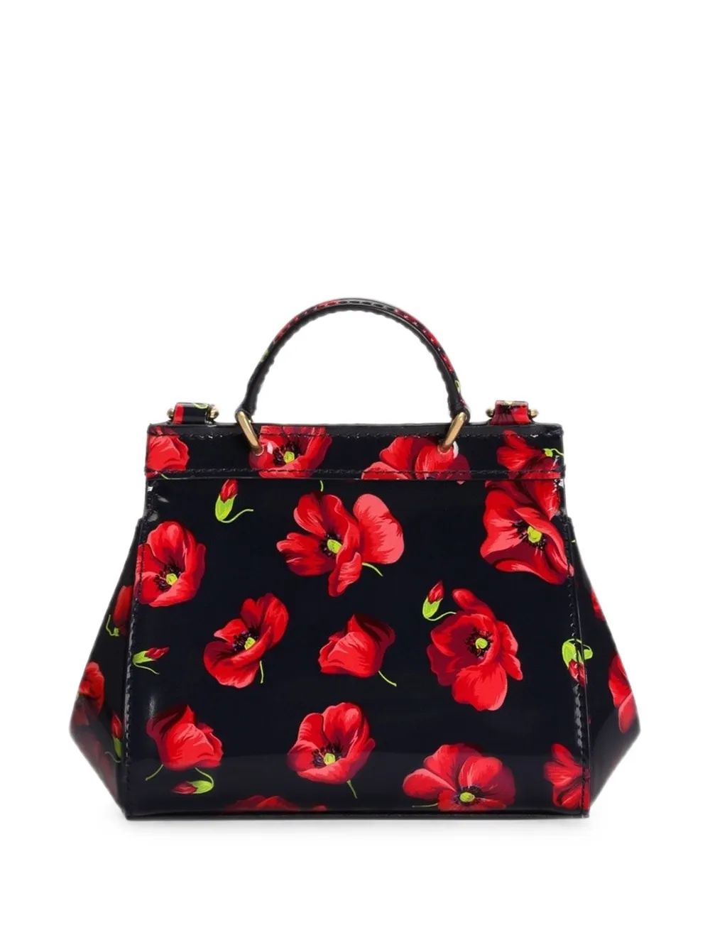 Dolce & Gabbana Kids Sicily lakleren crossbodytas met klaprozenprint Blauw