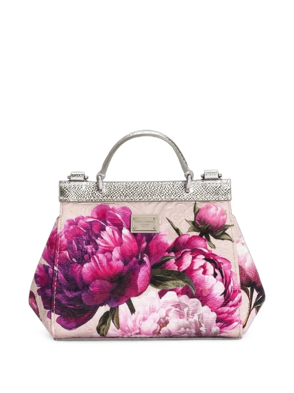 Dolce & Gabbana Kids Sicily brokaat handtas met pioen-print Roze