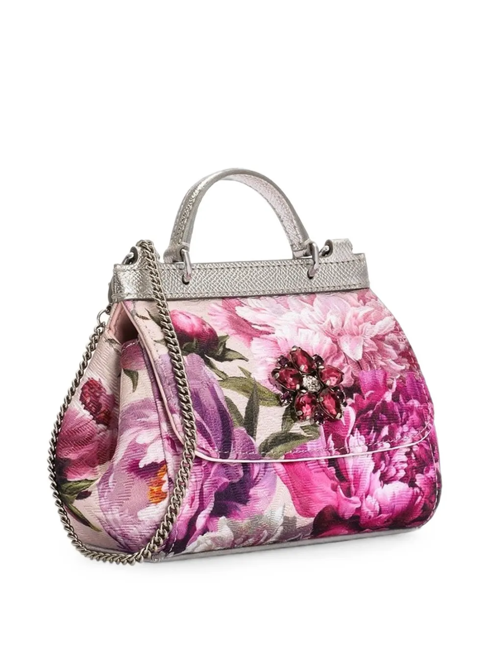 Dolce & Gabbana Kids Sicily brokaat handtas met pioen-print Roze