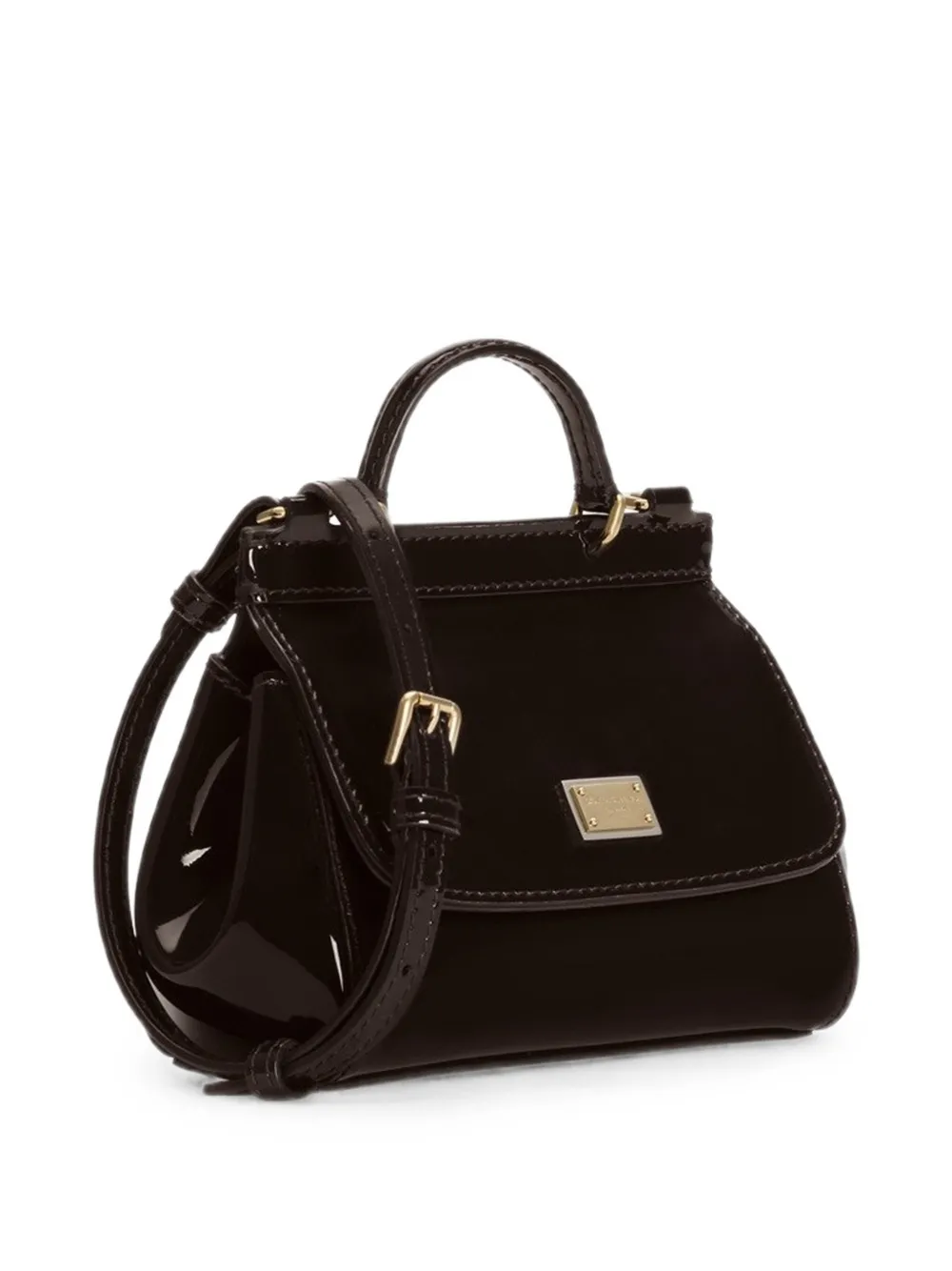 Dolce & Gabbana Kids Sicily lakleren schouder- en crossbodytas Bruin