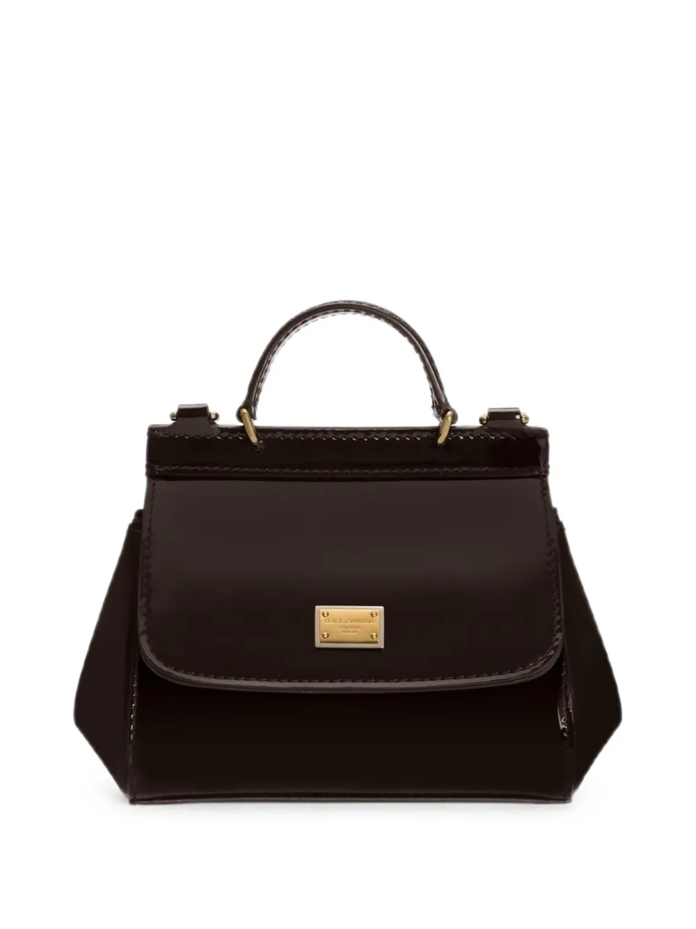 Dolce & Gabbana Kids Borsa a tracolla Sicily in pelle verniciata - Marrone