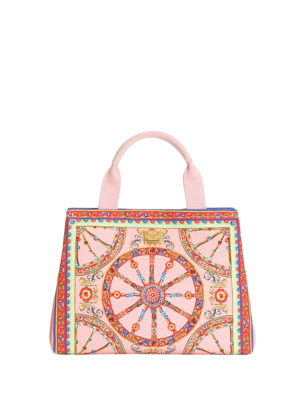 Dolce & Gabbana Kids DG tote shopping bag in Carretto-print canvas - Pink