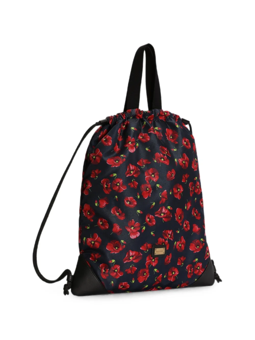 Dolce & Gabbana Kids Nylon rugzak met klaprozen-print Blauw