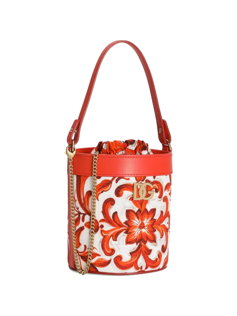 Dolce & Gabbana Kids Canvas bucket-tas met Majolica-print Wit