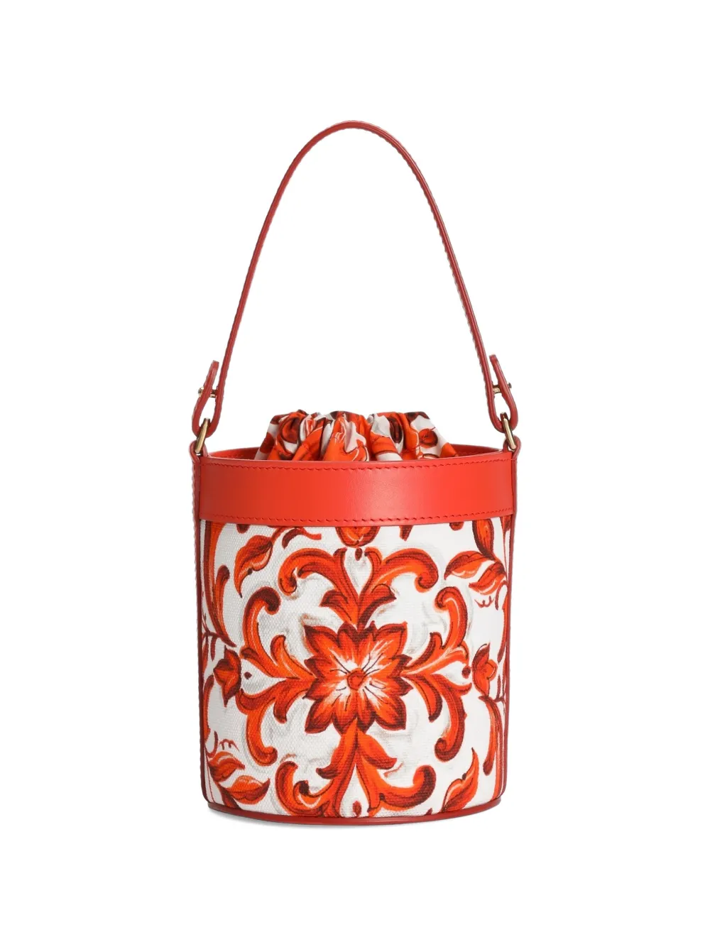 Dolce & Gabbana Kids Canvas bucket-tas met Majolica-print Wit