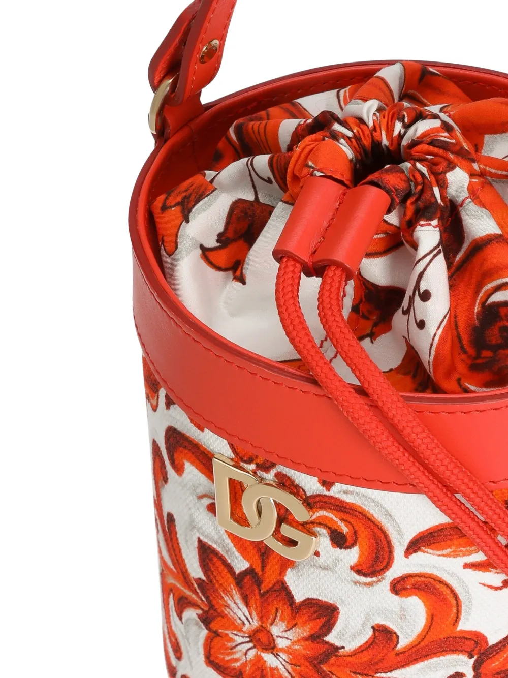 Dolce & Gabbana Kids Canvas bucket-tas met Majolica-print Wit