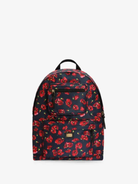 Dolce & Gabbana Kids mochila de nylon con amapolas estampadas