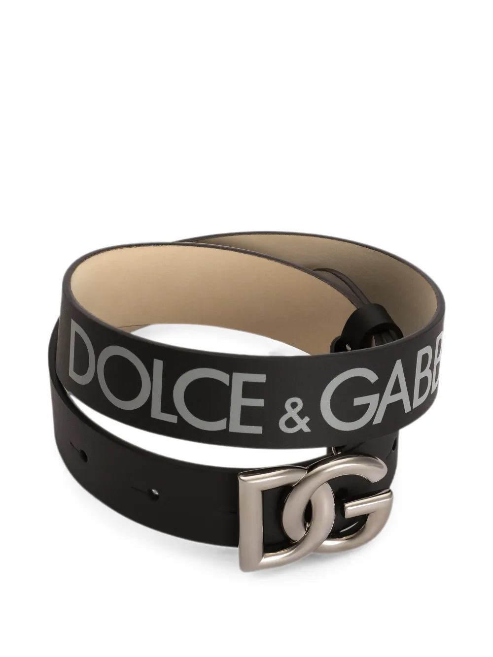 Dolce & Gabbana Kids Kalfsleren riem met logo Zwart