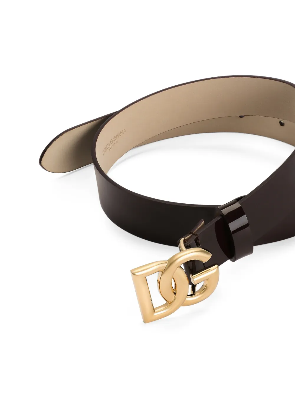 Dolce & Gabbana Kids Lakleren riem met logo Bruin
