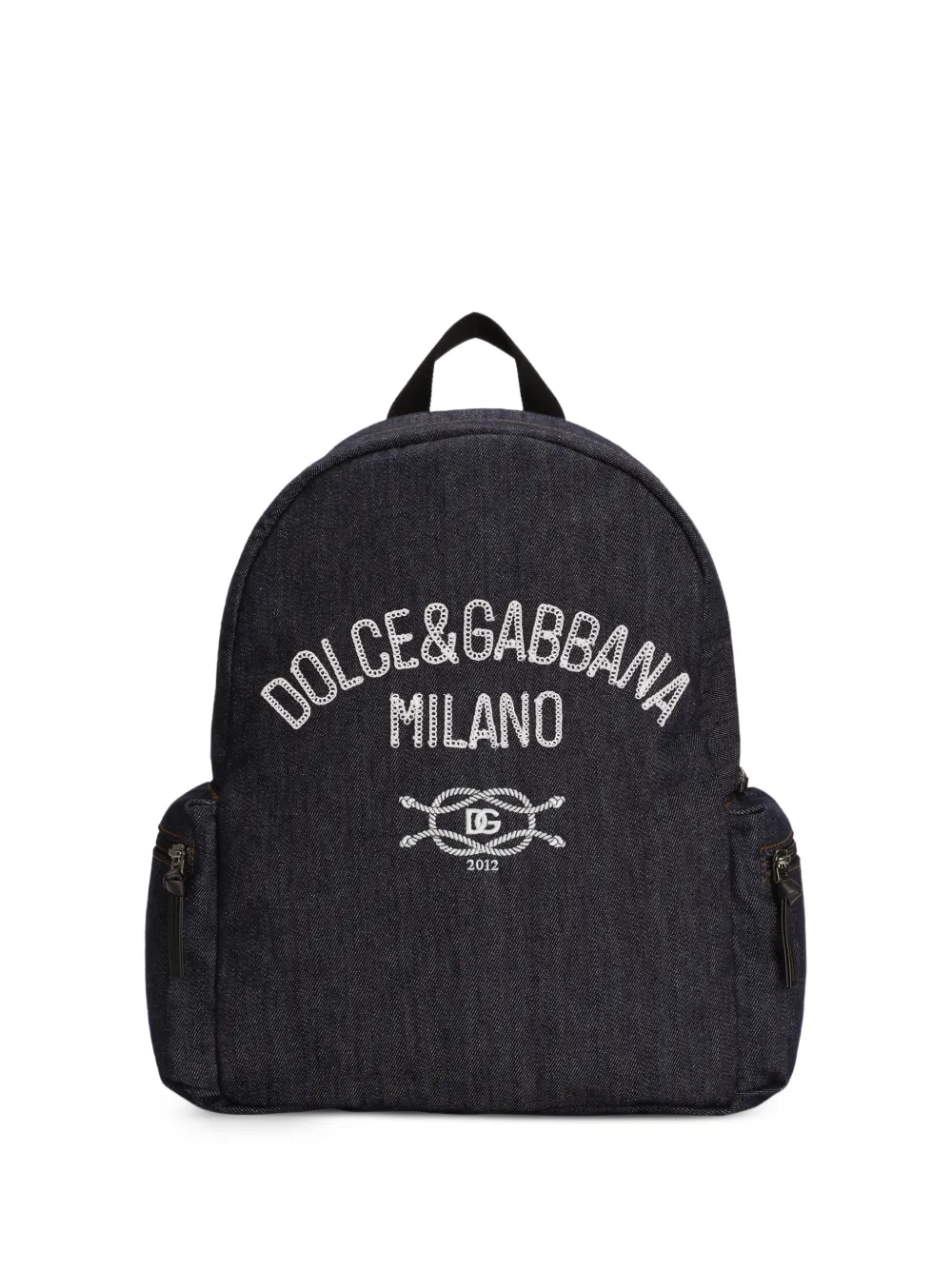 Dolce & Gabbana Kids' Denim Backpack With Logo In Blue
