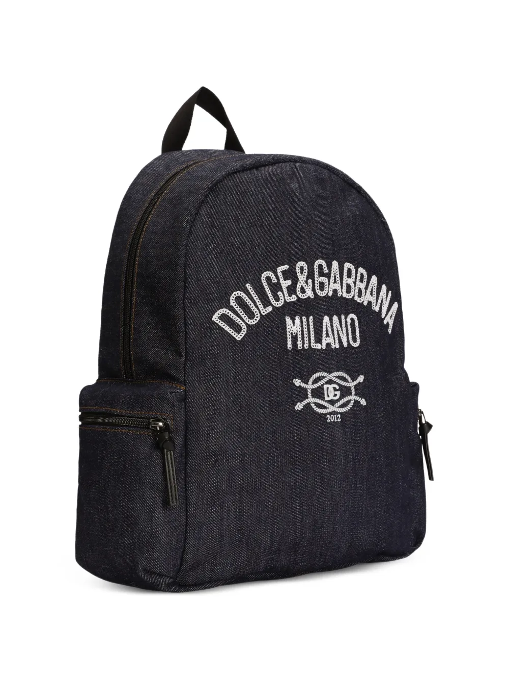 Dolce & Gabbana Kids Zaino denim con logo - Blu