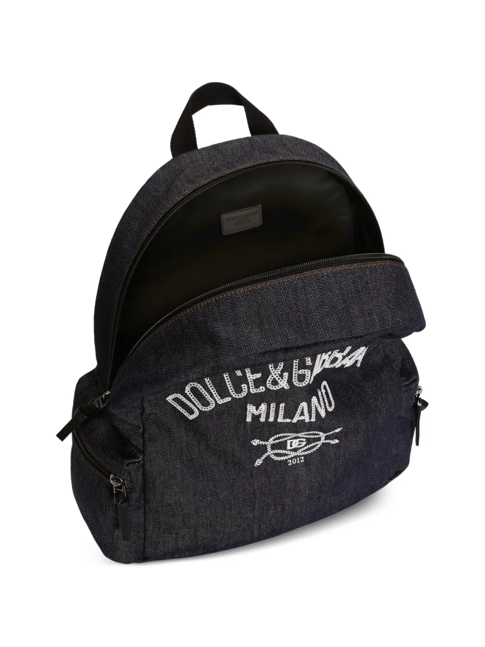 Dolce & Gabbana Kids Denim rugzak met logo Blauw