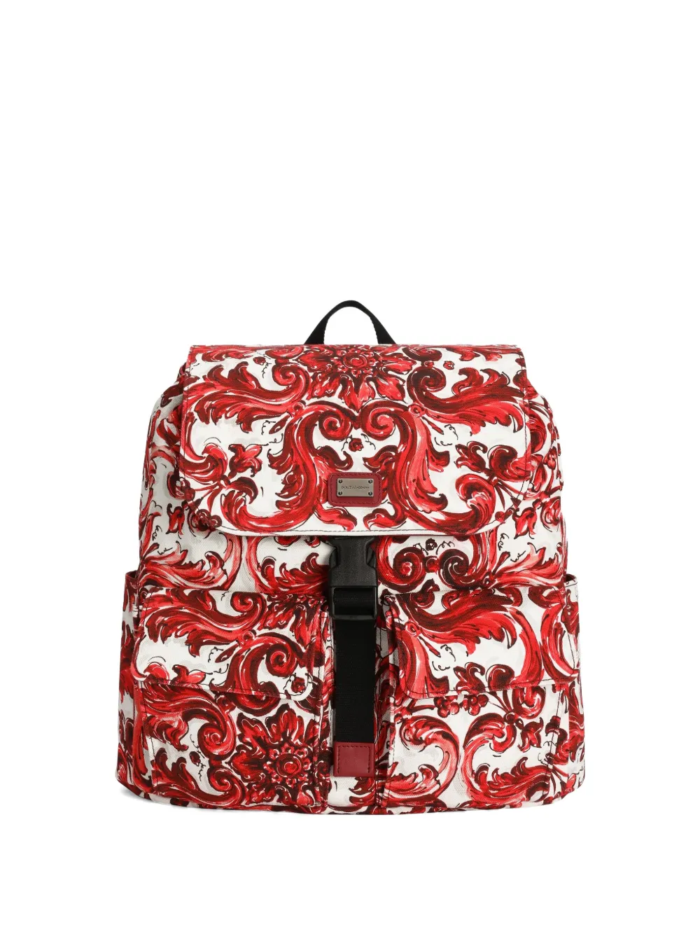 Dolce & Gabbana Kids Zaino in tela con stampa maiolica - Bianco