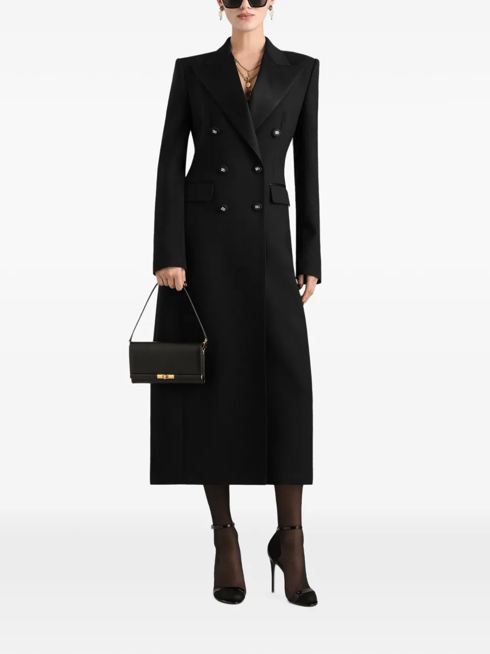 Dolce & Gabbana Jas met dubbele rij knopen van gabardine wol Zwart