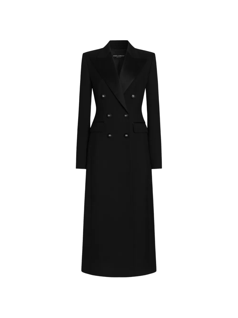 Dolce & Gabbana Cappotto doppiopetto in gabardine di lana - Nero