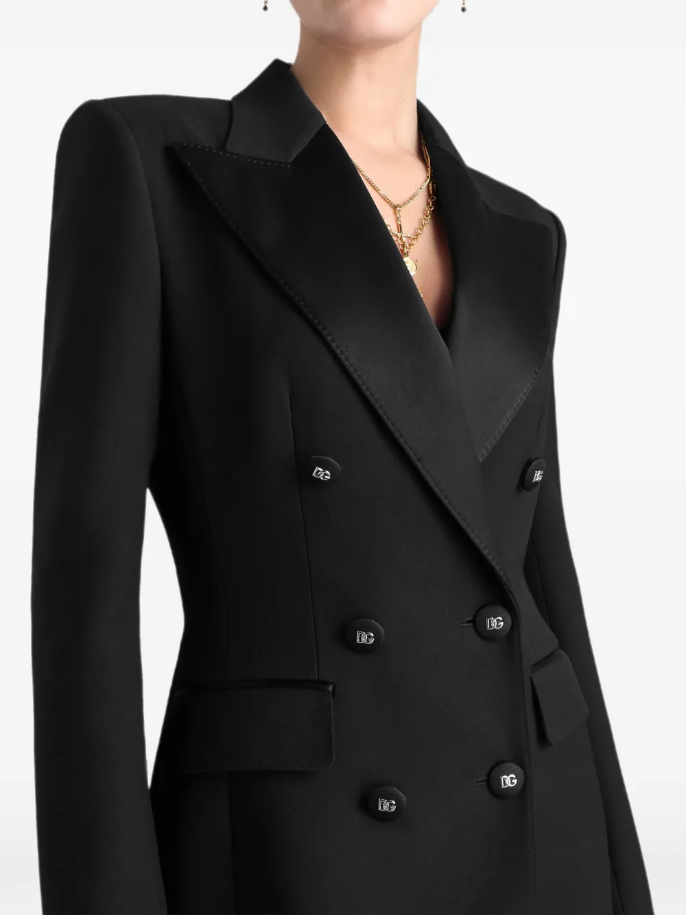 Dolce & Gabbana Jas met dubbele rij knopen van gabardine wol Zwart