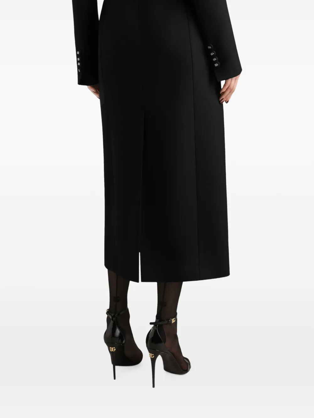 Dolce & Gabbana Jas met dubbele rij knopen van gabardine wol Zwart
