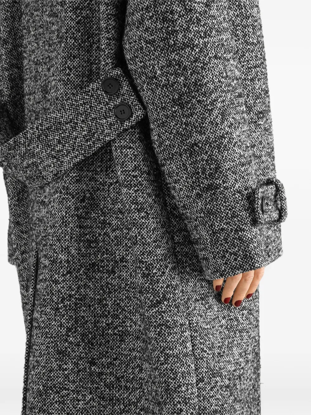 Dolce & Gabbana Bouclé gebreide jas met dubbele rij knopen Grijs