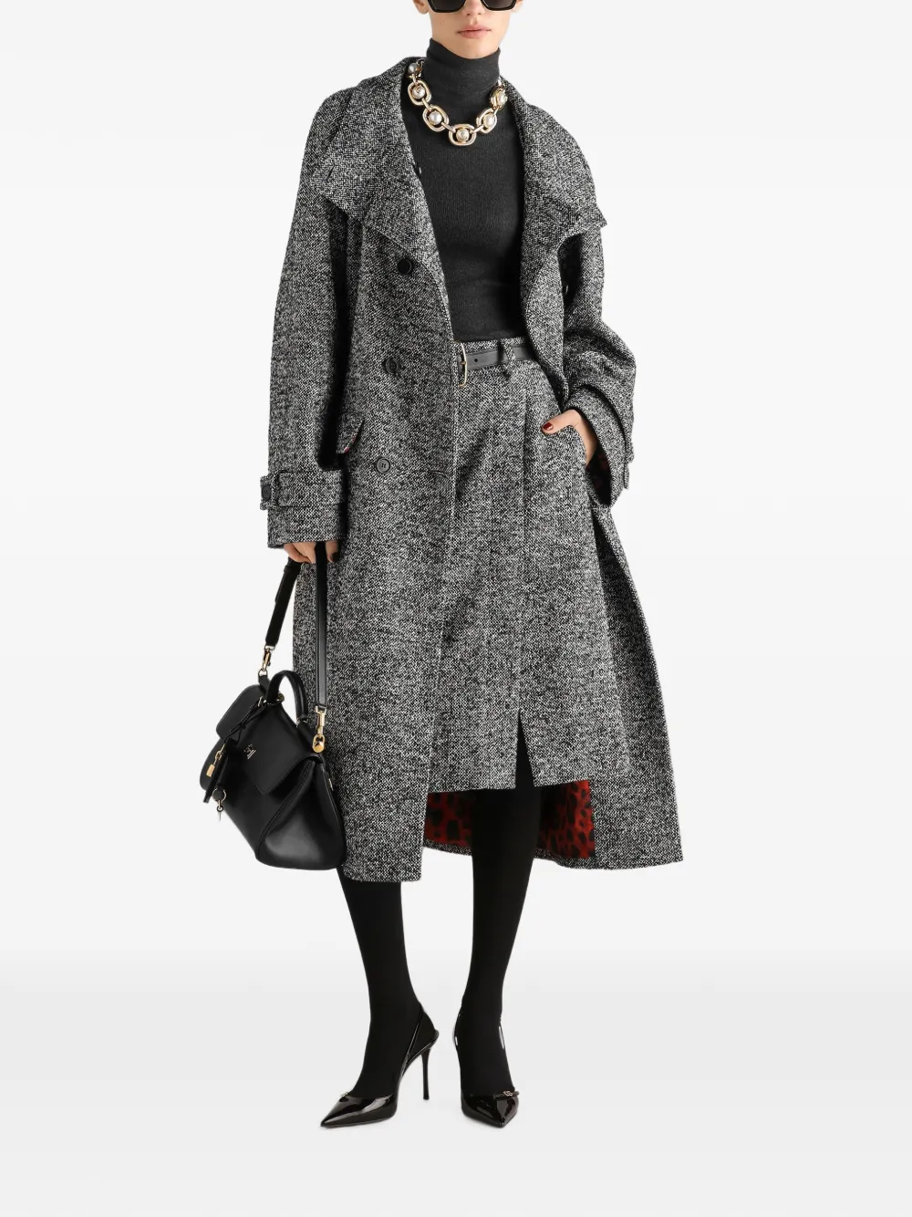 Dolce & Gabbana Bouclé gebreide jas met dubbele rij knopen Grijs