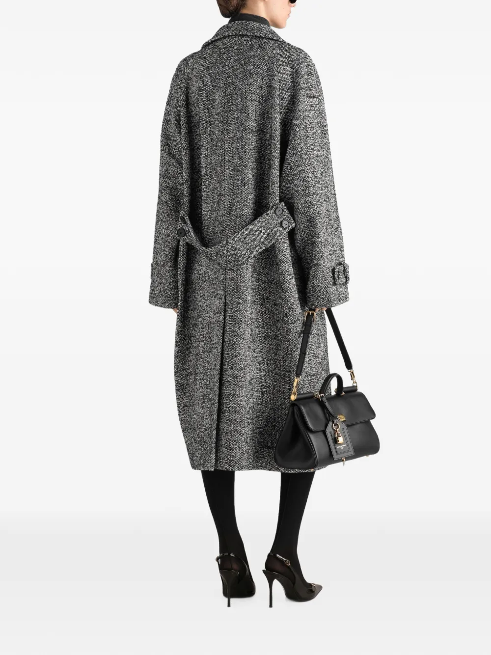 Dolce & Gabbana Bouclé gebreide jas met dubbele rij knopen Grijs