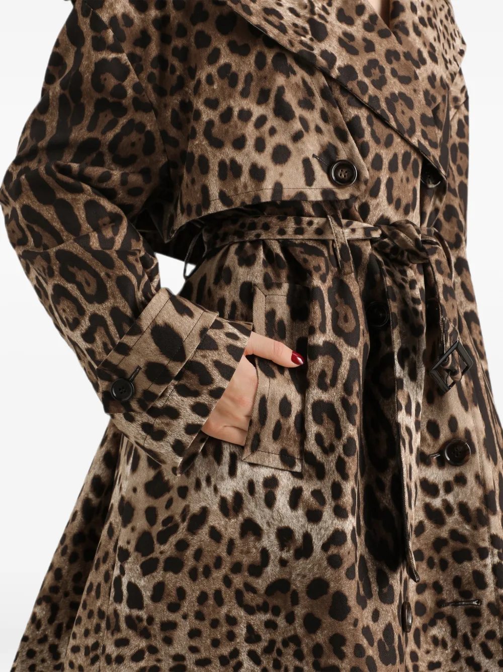 Dolce & Gabbana Jas met dubbele rij knopen en luipaard-print Beige