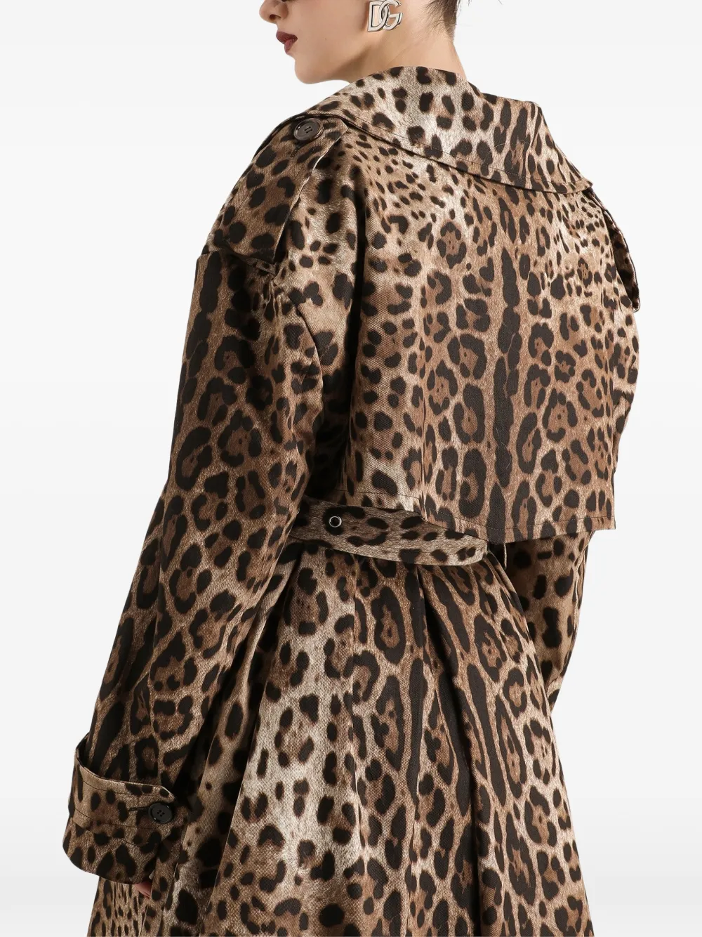 Dolce & Gabbana Jas met dubbele rij knopen en luipaard-print Beige